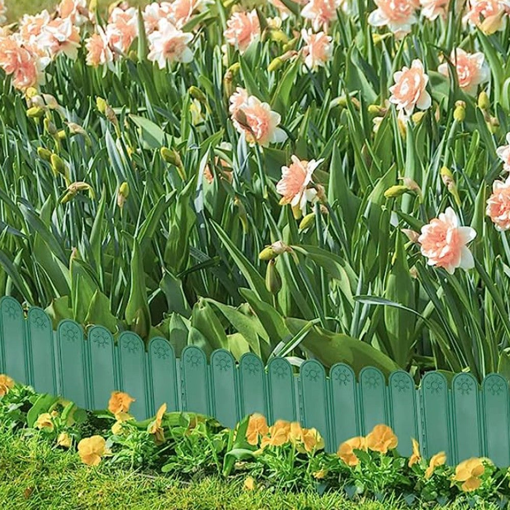10 Pieces Plastic Garden Landscape Edging Borders Planter Flower Bed Fence Green