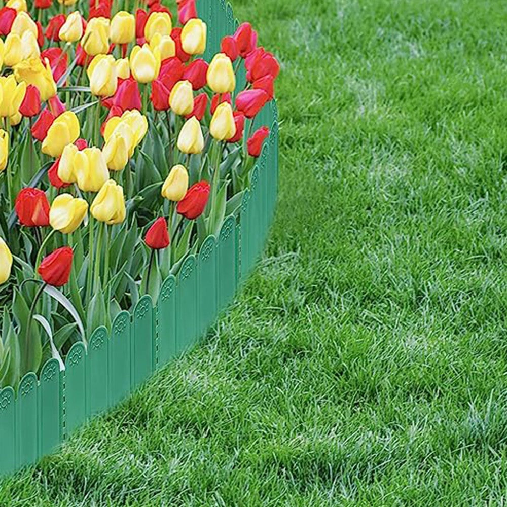 10 Pieces Plastic Garden Landscape Edging Borders Planter Flower Bed Fence Green