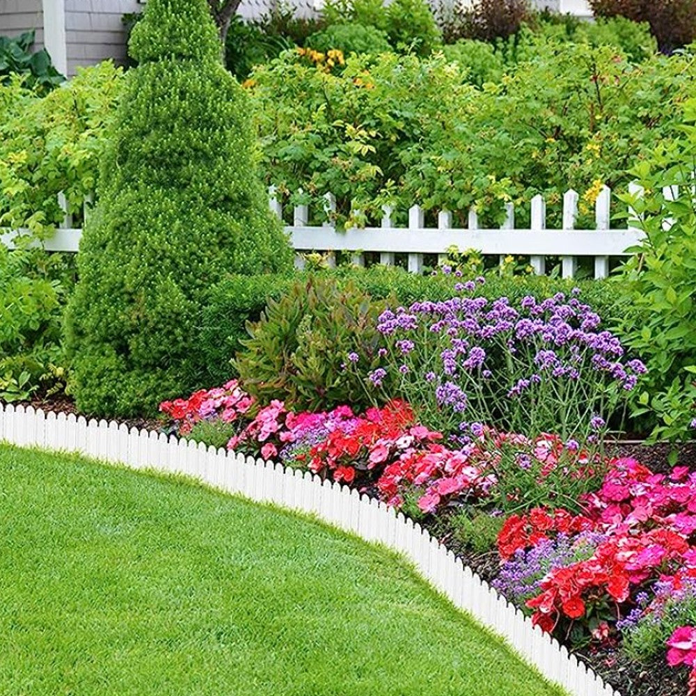 10 Pieces Plastic Garden Landscape Edging Borders Planter Flower Bed Fence White