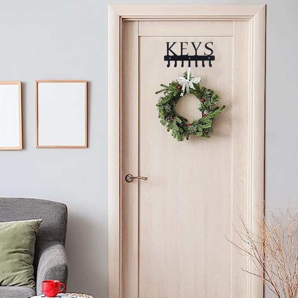 1 X Wall Mounted Key Holder with 7 Hooks Metal Key Rack Hooks for Doorway Entryway Home Decor