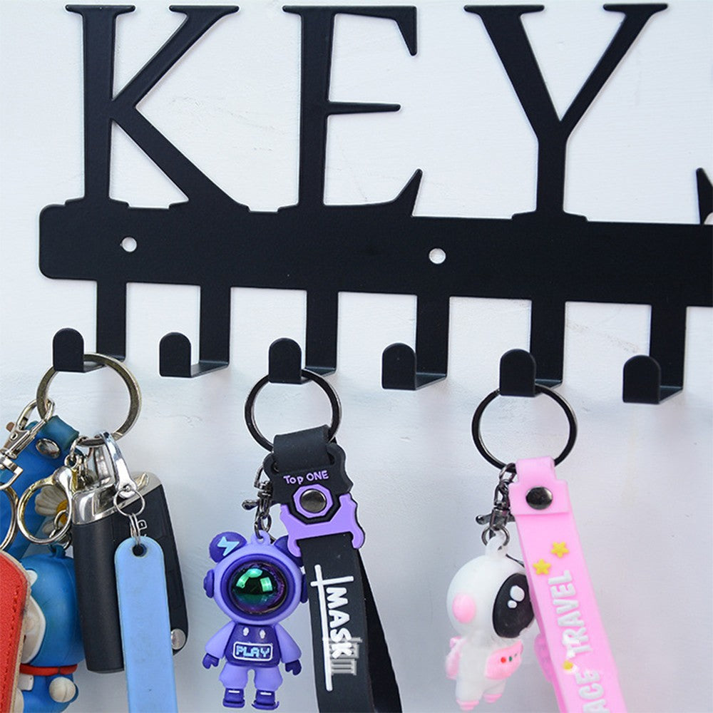 1 X Wall Mounted Key Holder with 7 Hooks Metal Key Rack Hooks for Doorway Entryway Home Decor