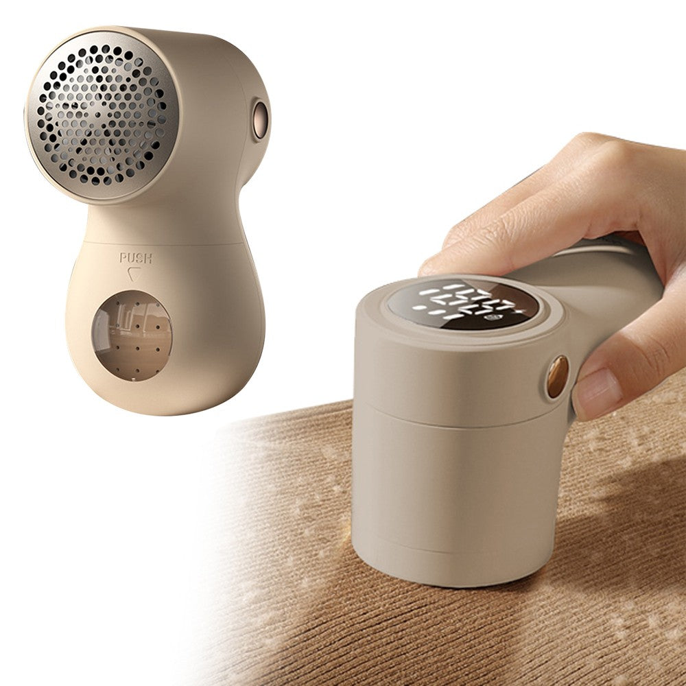 Portable Electric Lint Remover LCD Display Lint Shaver for Clothes Sweater Beige