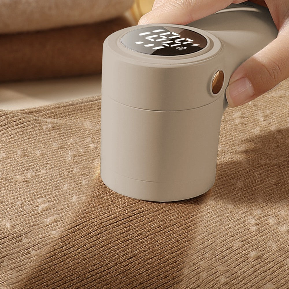 Portable Electric Lint Remover LCD Display Lint Shaver for Clothes Sweater Beige