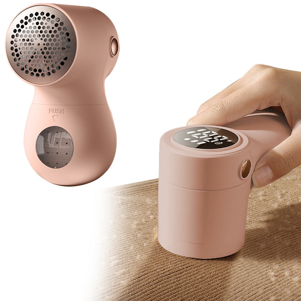 Portable Electric Lint Remover LCD Display Lint Shaver for Clothes Sweater Pink