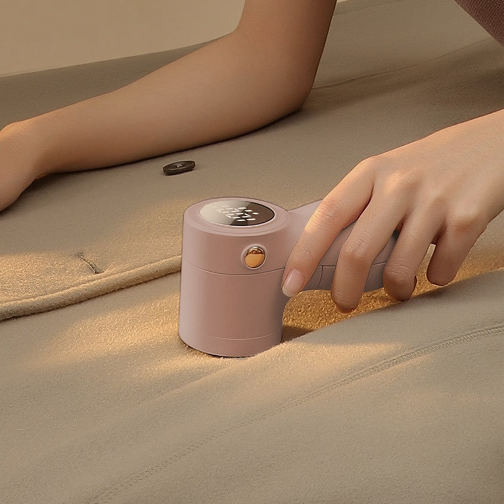 Portable Electric Lint Remover LCD Display Lint Shaver for Clothes Sweater Pink