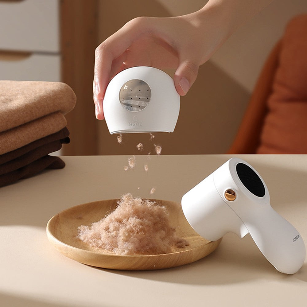 Portable Electric Lint Remover LCD Display Lint Shaver for Clothes Sweater White