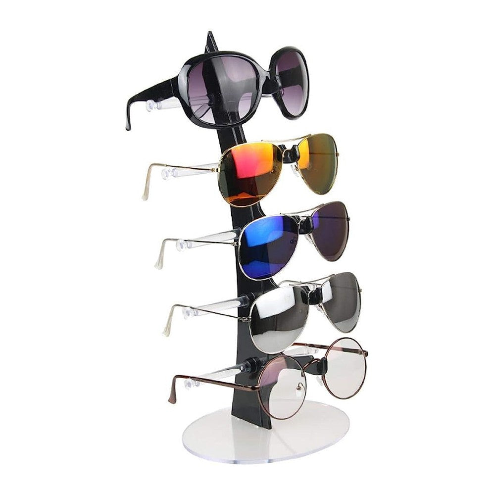 Sunglasses Display Stand Eyeglasses Storage Holder Show Rack for 5 Glasses Black