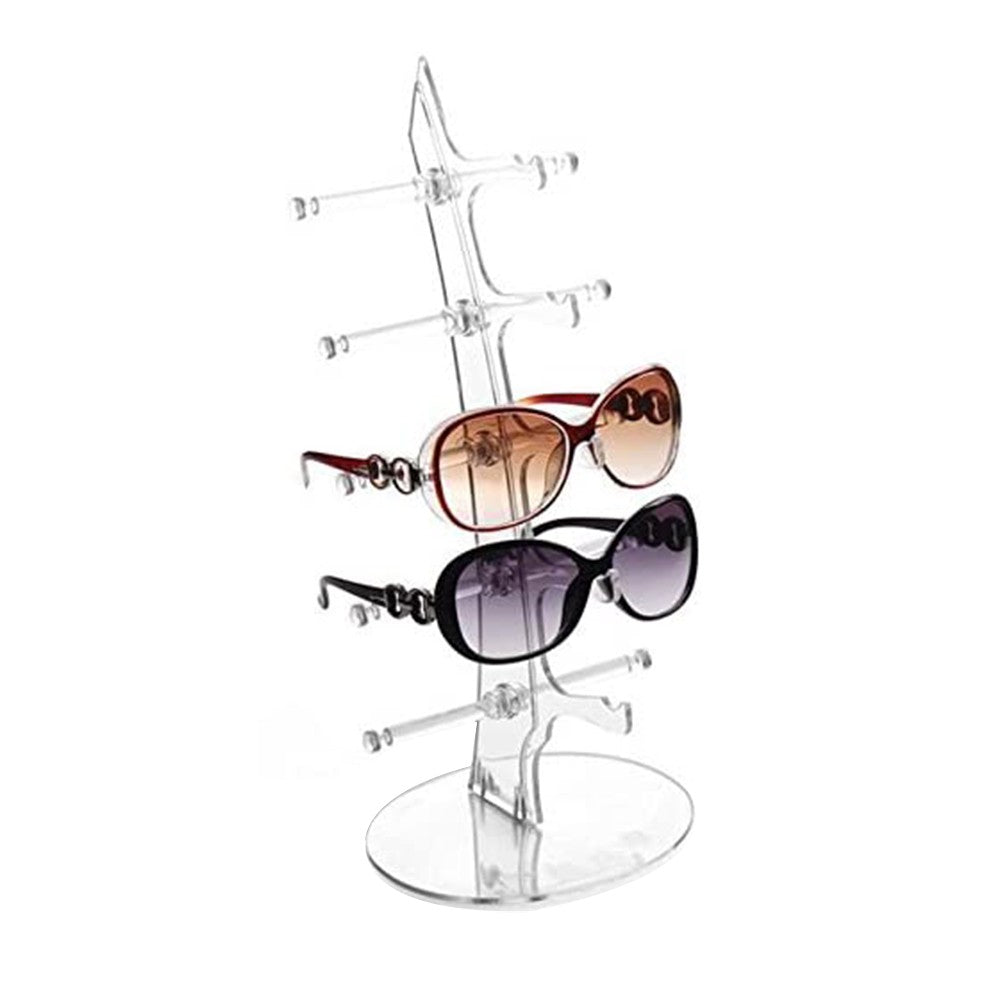 Sunglasses Display Stand Eyeglasses Storage Holder Show Rack for 5 Glasses Clear