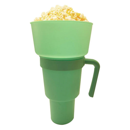 2-in-1 Snack and Drink Cup Snack Tumbler Reusable Stadium Tumbler with Straw Green