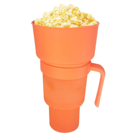 2-in-1 Snack and Drink Cup Snack Tumbler Reusable Stadium Tumbler with Straw Orange