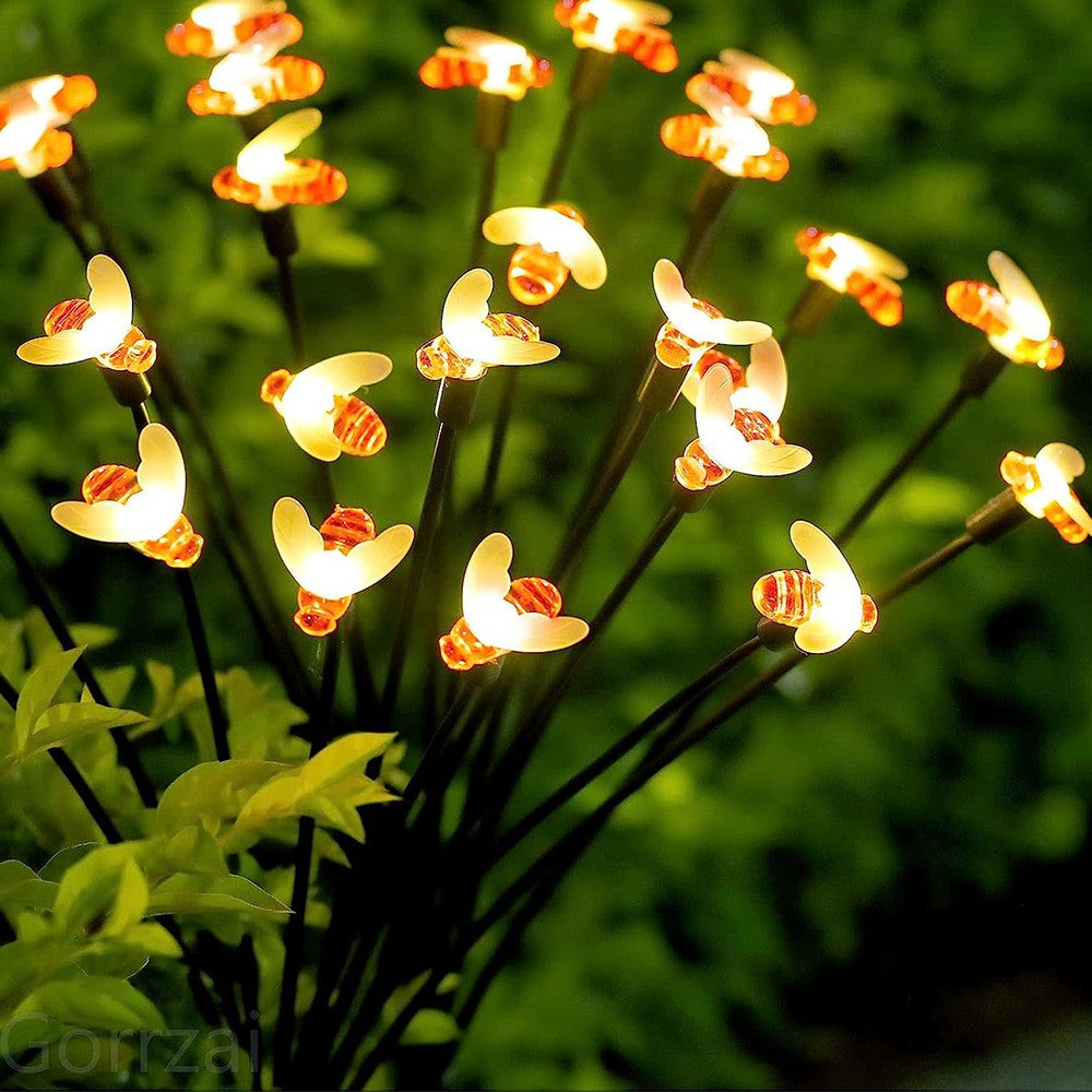 2Pcs 6 LEDs Solar Bee Light Patio Walkway Swaying Firefly Lights Outdoor Garden Decoration Lamp