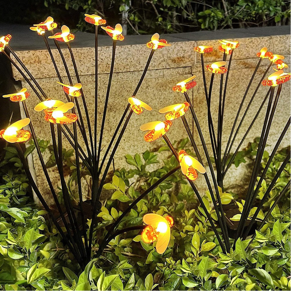 4Pcs 6 LEDs Solar Bee Light Patio Walkway Swaying Firefly Lights Outdoor Garden Decoration Lamp