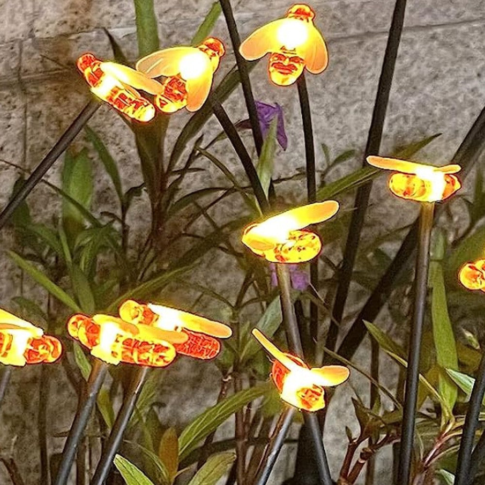 4Pcs 6 LEDs Solar Bee Light Patio Walkway Swaying Firefly Lights Outdoor Garden Decoration Lamp