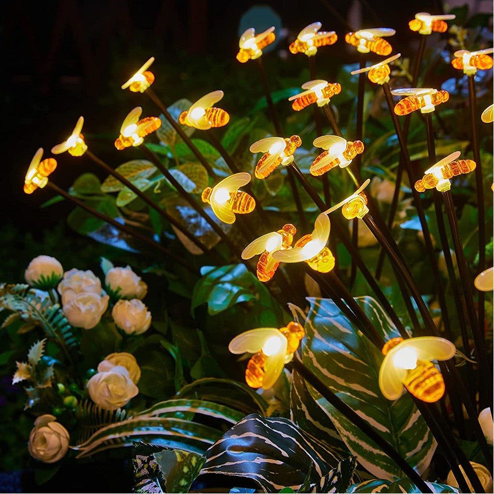 4Pcs 6 LEDs Solar Bee Light Patio Walkway Swaying Firefly Lights Outdoor Garden Decoration Lamp