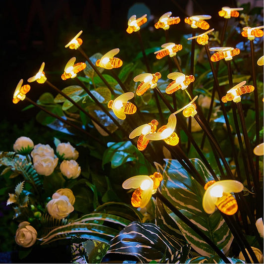 4Pcs 6 LEDs Solar Bee Light Patio Walkway Swaying Firefly Lights Outdoor Garden Decoration Lamp