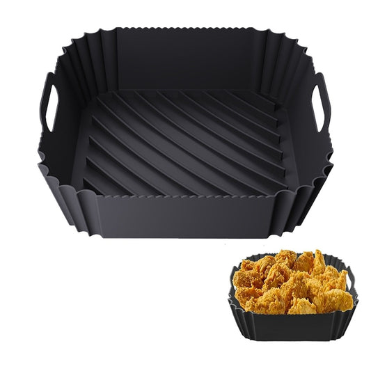 Reusable Air Fryer Silicone Pot Baking Tray Air Fryer Liner Oven Basket Black