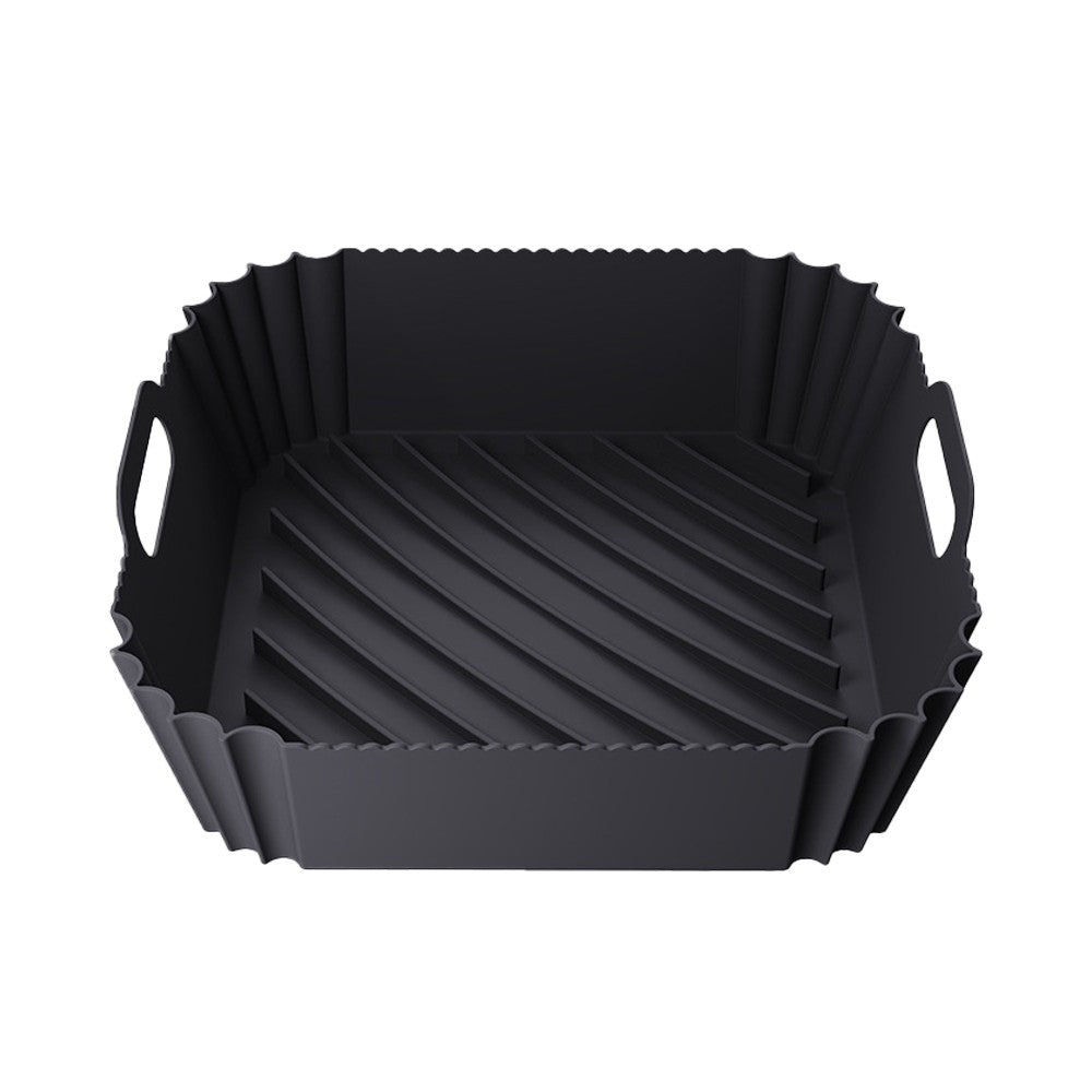 Reusable Air Fryer Silicone Pot Baking Tray Air Fryer Liner Oven Basket Black