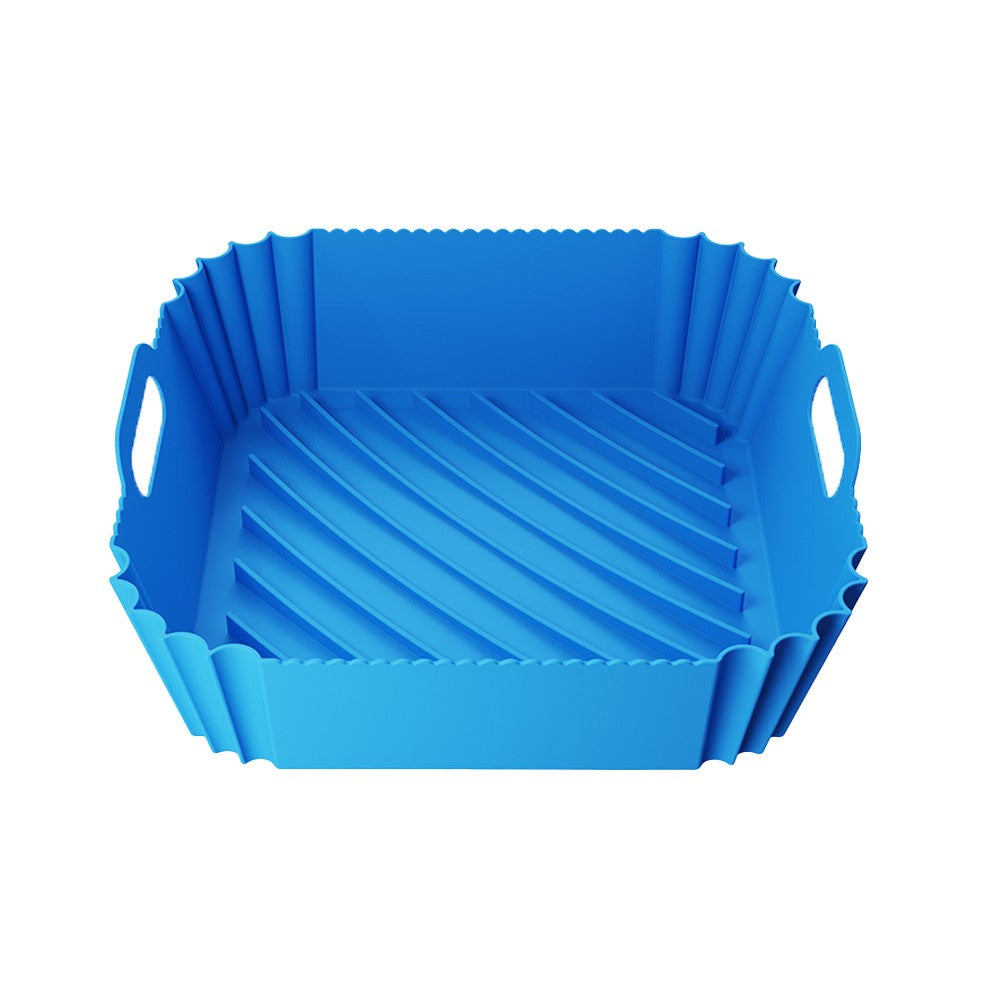 Reusable Air Fryer Silicone Pot Baking Tray Air Fryer Liner Oven Basket Blue