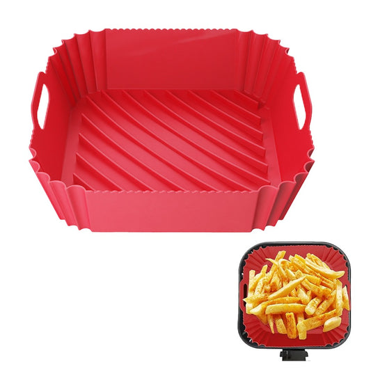 Reusable Air Fryer Silicone Pot Baking Tray Air Fryer Liner Oven Basket Red