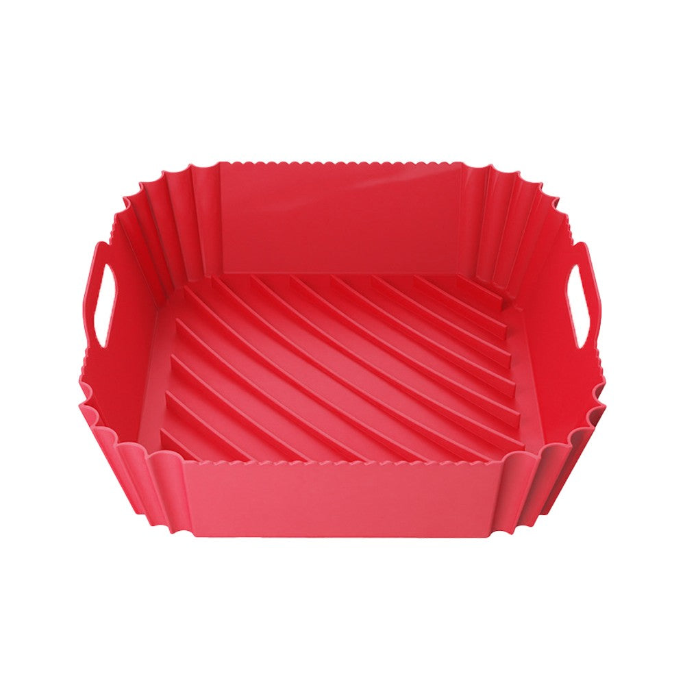 Reusable Air Fryer Silicone Pot Baking Tray Air Fryer Liner Oven Basket Red
