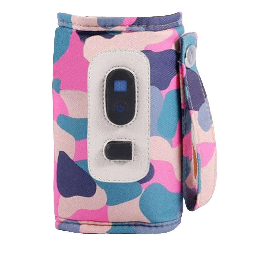 Digital Display USB Baby Bottle Warmer Milk Heat Keeper Bag Thermostat Pouch Camo Pink