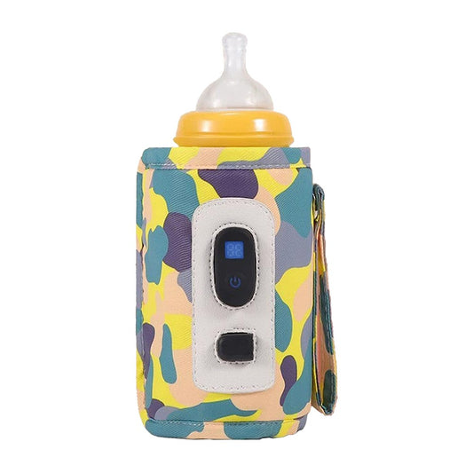 Digital Display USB Baby Bottle Warmer Milk Heat Keeper Bag Thermostat Pouch Camo Yellow