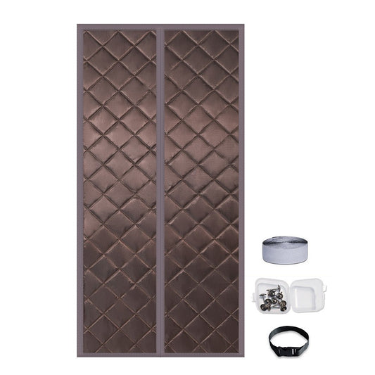 Magnetic Thermal Insulated Door Curtain Thicken Temporary Magnet Closure Door Cover Coffee