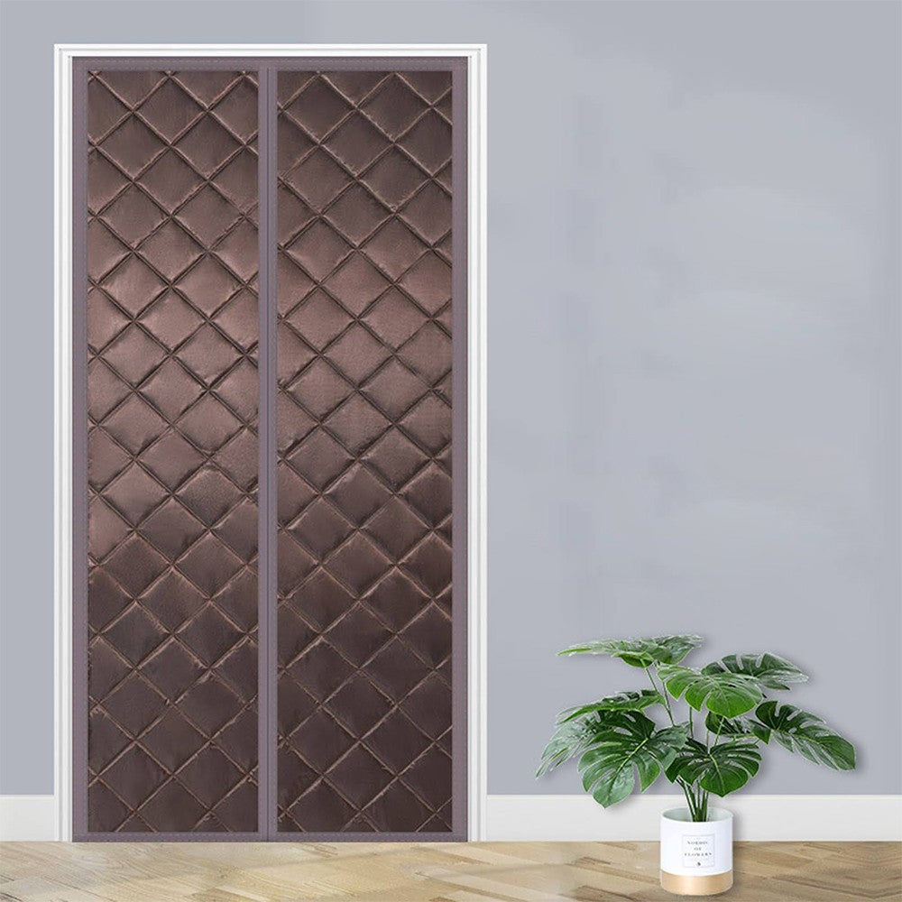 Magnetic Thermal Insulated Door Curtain Thicken Temporary Magnet Closure Door Cover Coffee