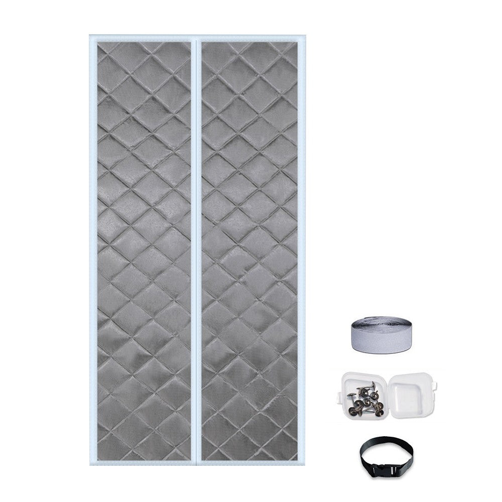 Magnetic Thermal Insulated Door Curtain Thicken Temporary Magnet Closure Door Cover Grey