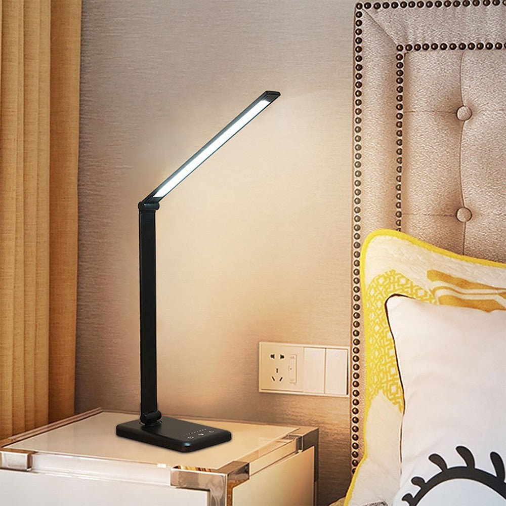 Touch Control LED Desk Lamp Dimmable Night Light with Wireless Phone Charger Black