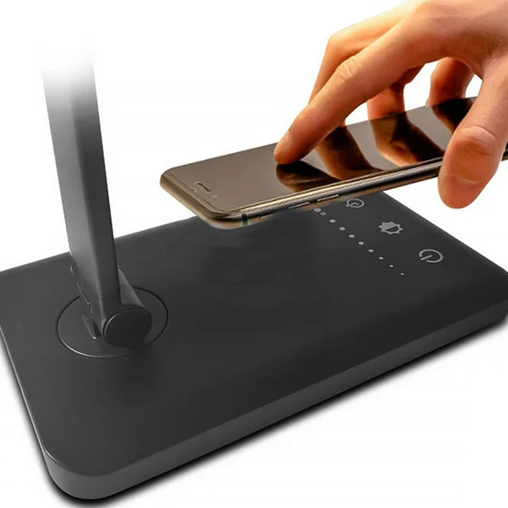 Touch Control LED Desk Lamp Dimmable Night Light with Wireless Phone Charger Black