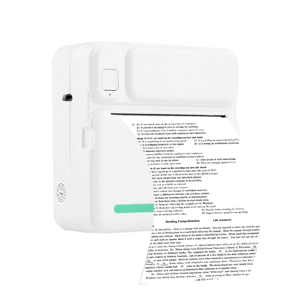 Mini Bluetooth Pocket Printer Portable Thermal Inkless Photo Printer with 10 Rolls Paper Blue