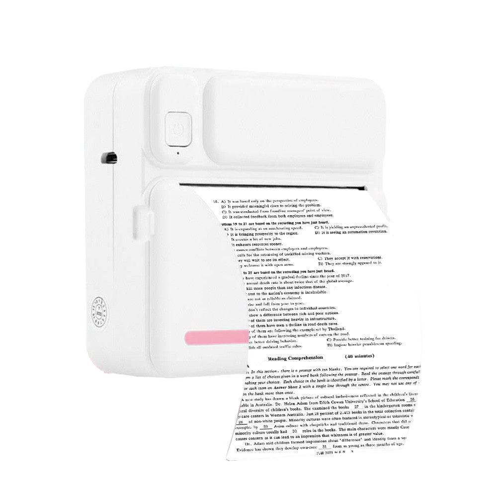 Mini Bluetooth Pocket Printer Portable Thermal Inkless Photo Printer with 10 Rolls Paper Pink