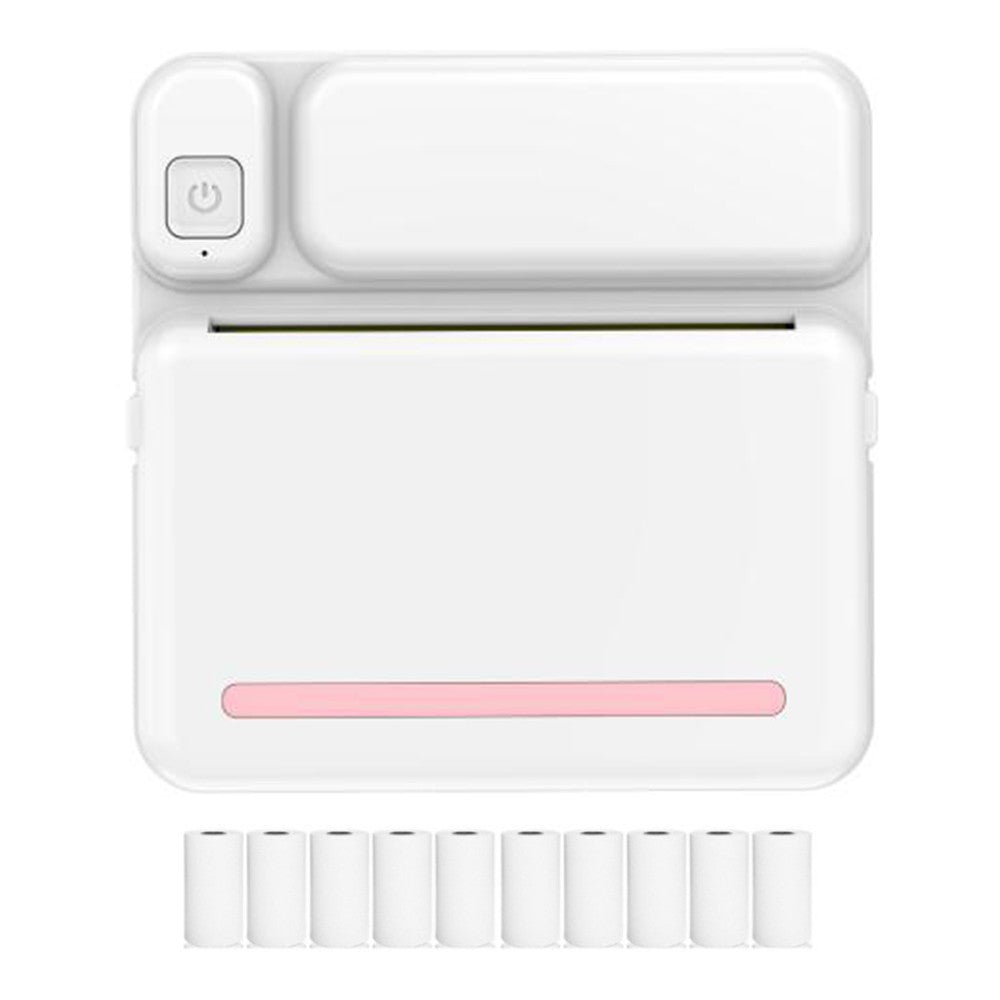 Mini Bluetooth Pocket Printer Portable Thermal Inkless Photo Printer with 10 Rolls Paper Pink