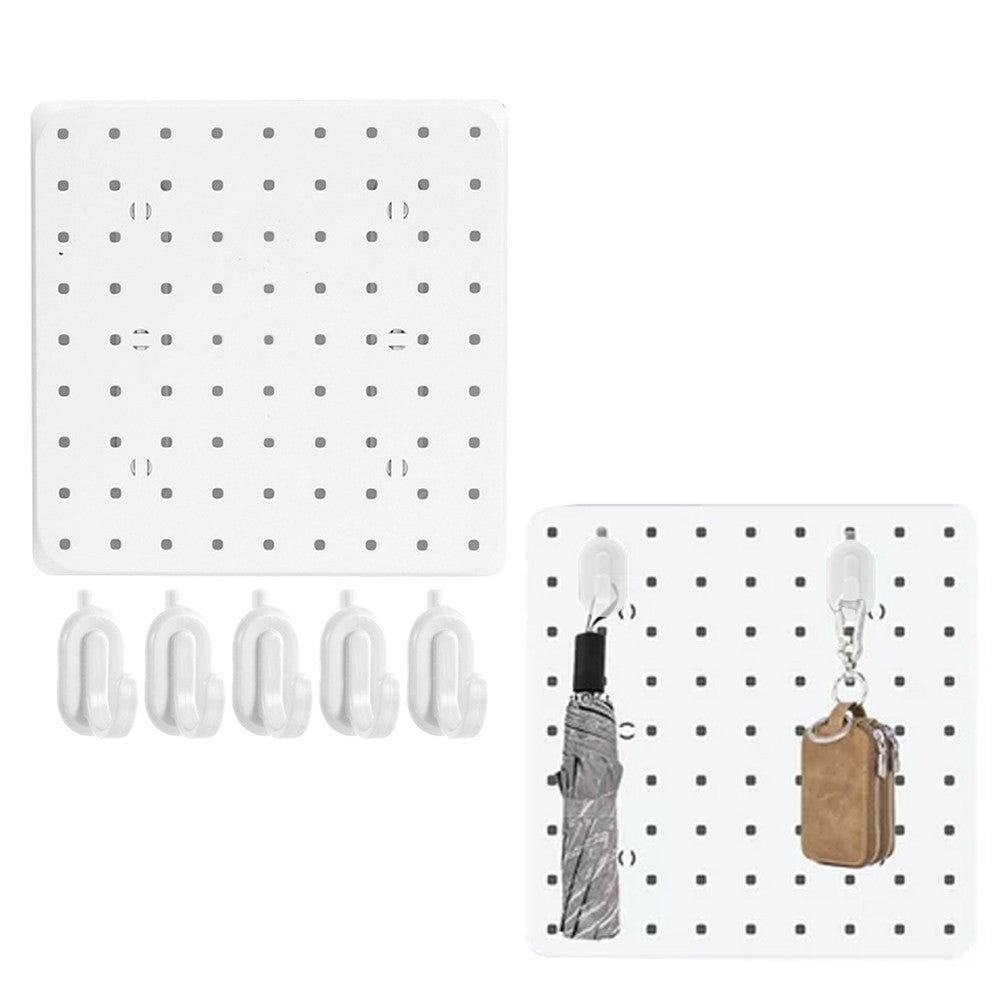 6Pcs Pegboard Panel Wall Mount Wall Storage Organizer Peg Board with 30 Hooks