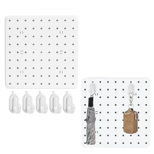 6Pcs Pegboard Panel Wall Mount Wall Storage Organizer Peg Board with 30 Hooks