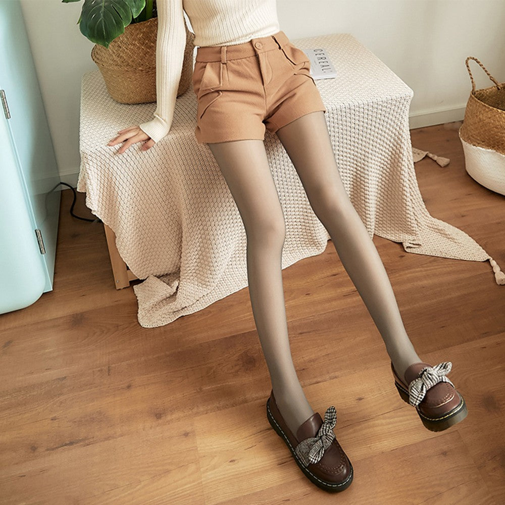 Womens Thermal Lined Translucent Pantyhose Winter Warm Fleece Tights Stockings Coffee