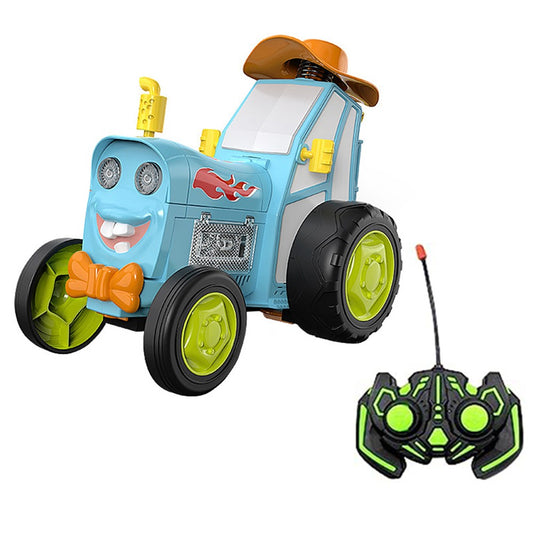 Kids Remote Control Dancing Stunt Car RC Crazy Jumping Toy Car with Music and Lights Blue