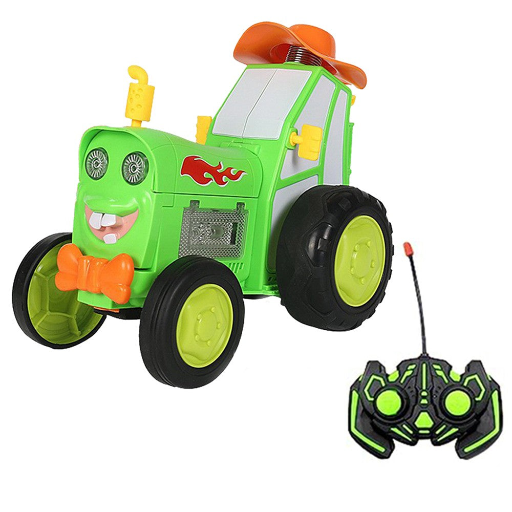 Kids Remote Control Dancing Stunt Car RC Crazy Jumping Toy Car with Music and Lights Green