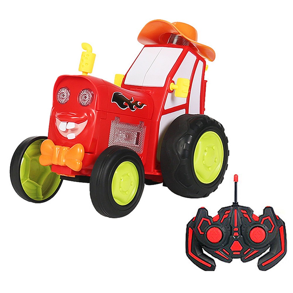 Kids Remote Control Dancing Stunt Car RC Crazy Jumping Toy Car with Music and Lights Red