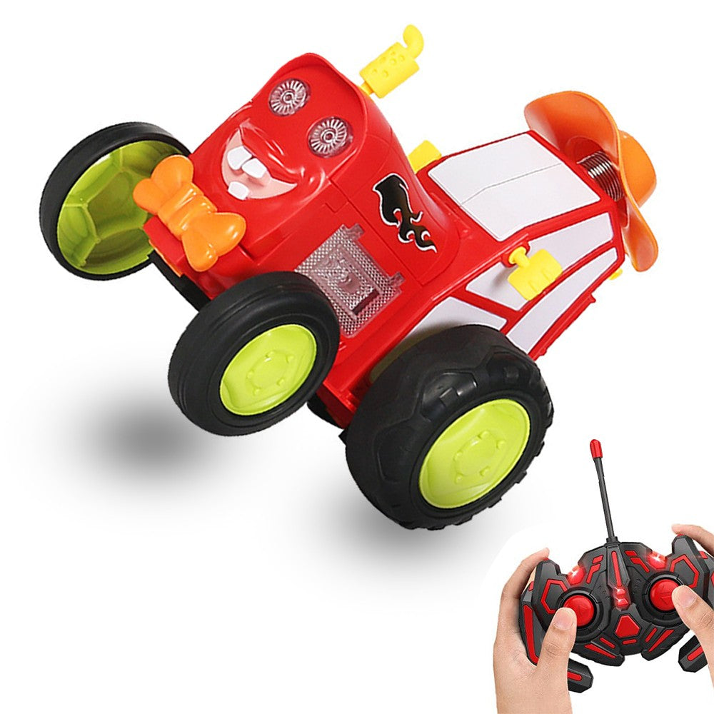 Kids Remote Control Dancing Stunt Car RC Crazy Jumping Toy Car with Music and Lights Red