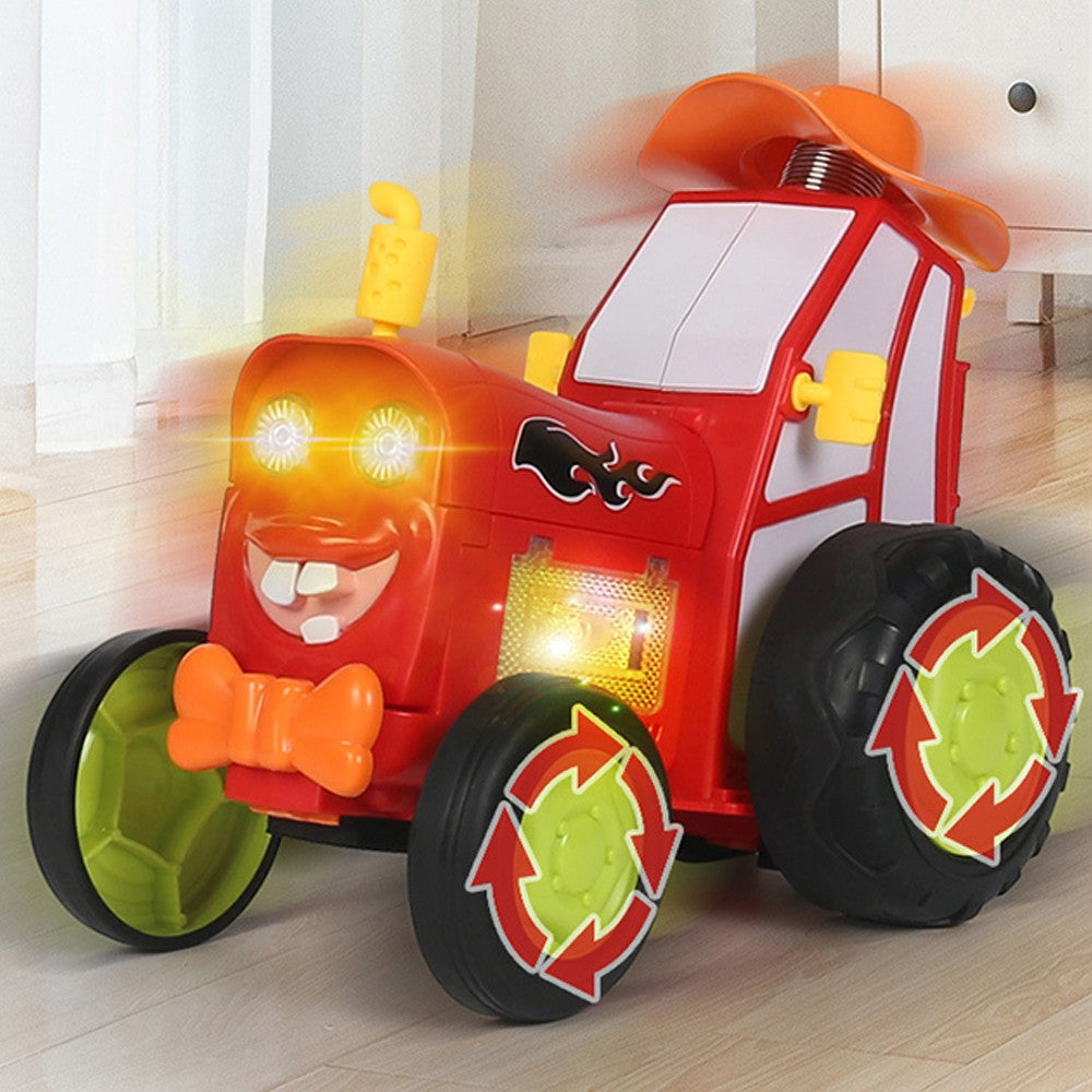 Kids Remote Control Dancing Stunt Car RC Crazy Jumping Toy Car with Music and Lights Red