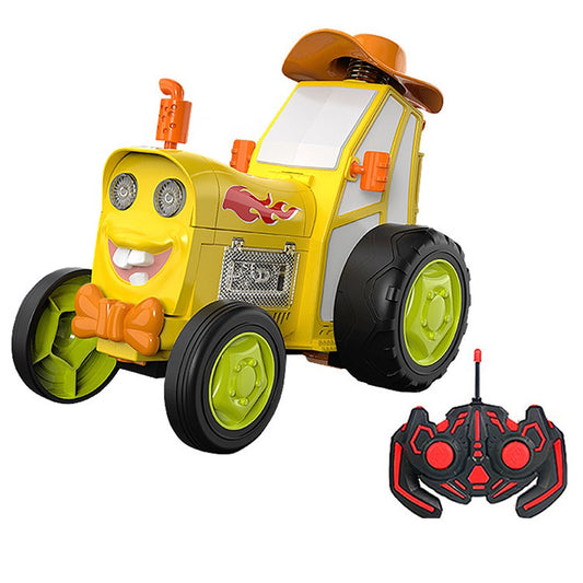Kids Remote Control Dancing Stunt Car RC Crazy Jumping Toy Car with Music and Lights Yellow
