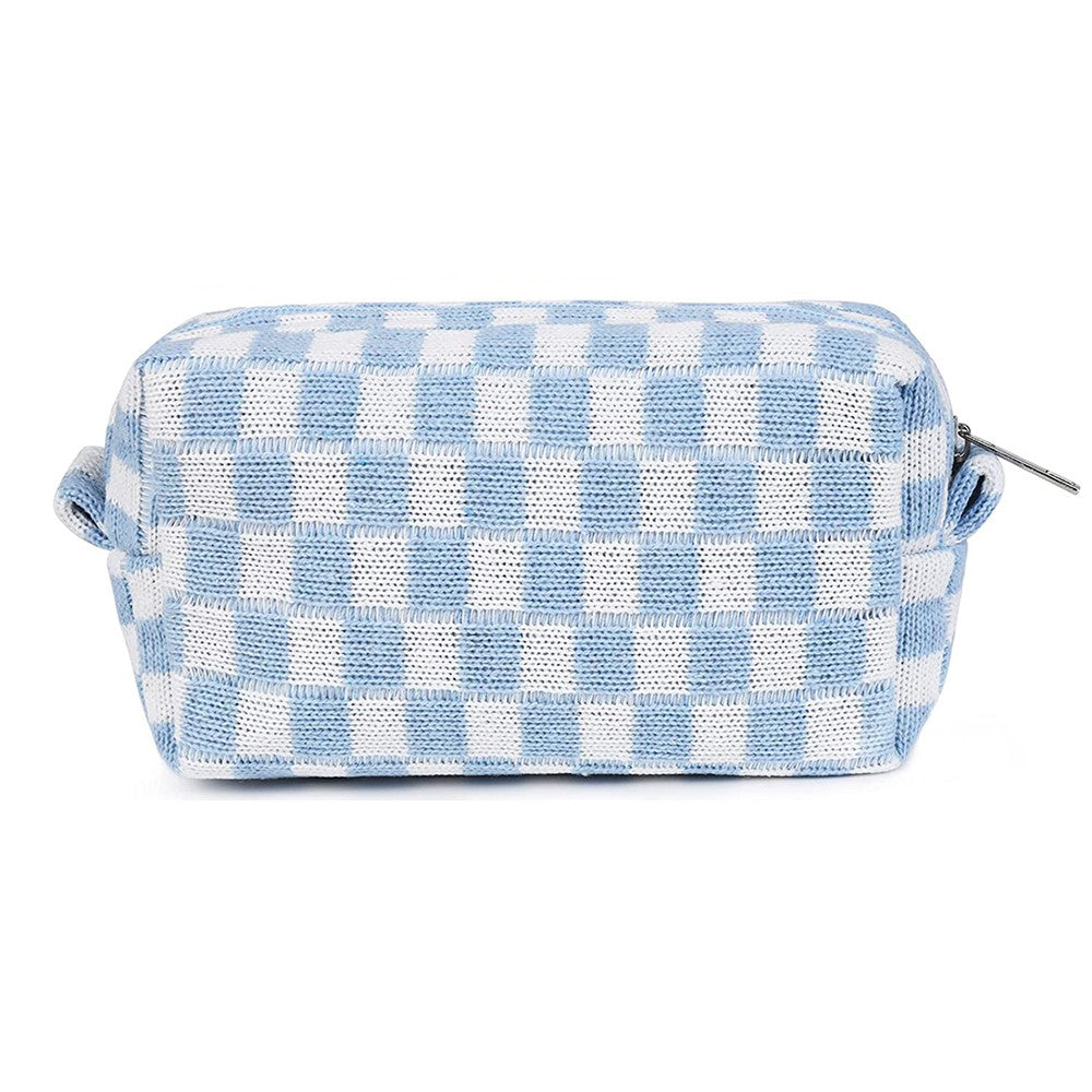 2 Pieces Checkered Makeup Bags Cosmetic Bag Travel Makeup Brushes Storage Bag S Purple+Blue