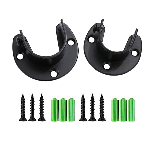 2Pcs 3.2cm Stainless Steel Closet Rod Brackets Curtain Rod Holder with Screws