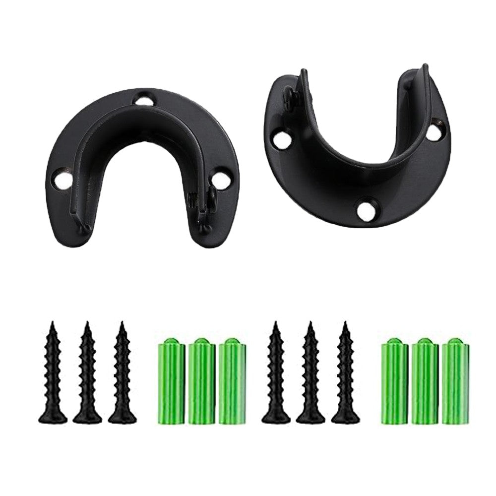 2Pcs 2.5cm Stainless Steel Closet Rod Brackets Curtain Rod Holder with Screws