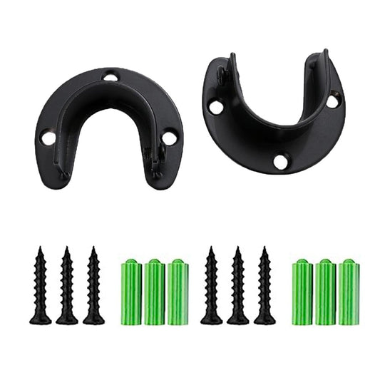 2Pcs 2.5cm Stainless Steel Closet Rod Brackets Curtain Rod Holder with Screws