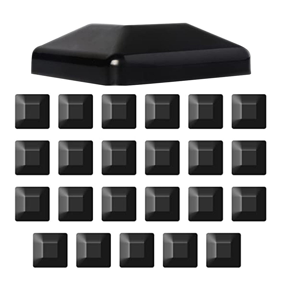 24Pcs 9.2x9.2cm Black Plastic Fence Post Caps Wooden Fence Poles Protect Caps