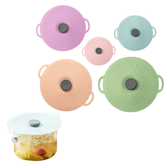 7Pcs FDA Approved Silicone Pots Lids Reusable Suction Seal Lids Anti-dust Food Storage Cover