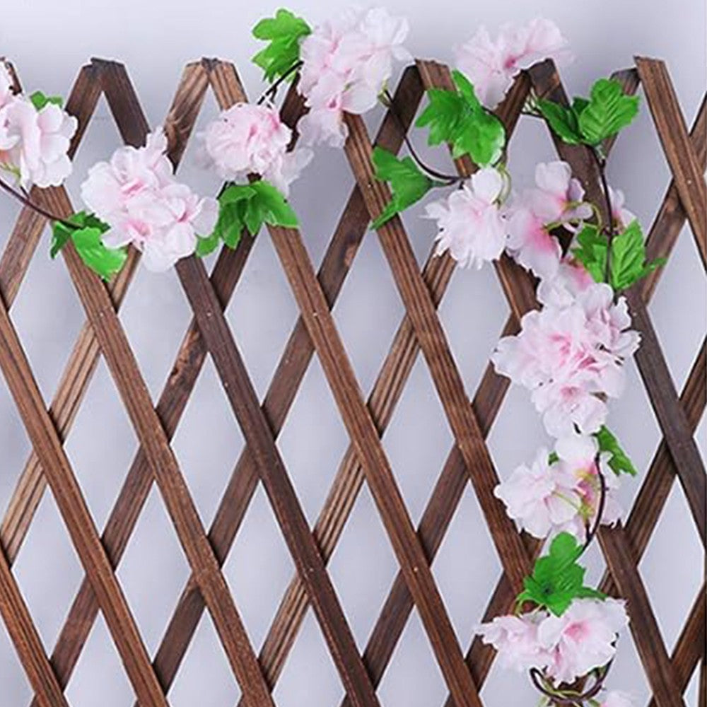 2Pcs 2.3 Meters Pink Faux Cherry Blossom Flowers Hanging Flowers Garland